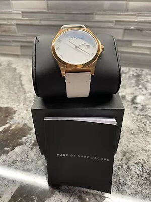 Marc Jacobs Henry White Dial Rose Gold Ion-plated White Leather Unisex Watch • $46