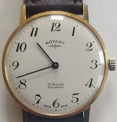 Vintage 1960s Mens Gents Rotary 17 Jewel Incabloc Mechanical Gold Plated Watch • £27