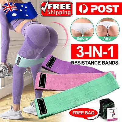 $10.95 • Buy Yoga Resistance Booty Bands Fabric Hip Circle Bands Workout Exercise Loop Guide
