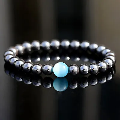 Magnetic Healing Therapy Blue Moonstone Bracelet Hematite Weight Loss Relief • $6.99