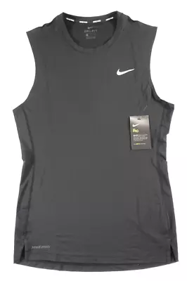 Nike Pro NEW Sleeveless Compression Shirt Dri-FIT Mens L Black Top CJ0964-010 • $28.49