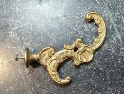 Vintage Ornate Decorative Long Brass Coat Hat Rack Wall Hanger Hook • $15.96