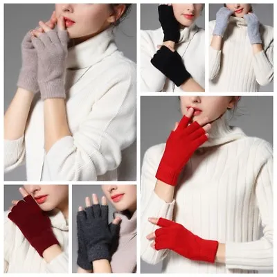 Half Finger Fingerless Gloves Mittens Pure Merino Wool Man Men Woman Women • $7.48