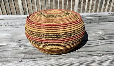 Vintage Woven Covered Basket Multi Color • $9.99