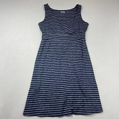 $24.99 • Buy Eddie Bauer Surplice Travex Dress Womens L Blue Striped Soft Stretch Athleisure