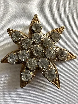 Antique Victorian Gold Plated Paste Gilt 7 Pointed Star Pin Brooch N4 • $18.89