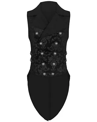 Punkrave Black Goth Dark Printing Tailcoat Vampire Vintage Waistcoat Vest Y-596 • $60.79