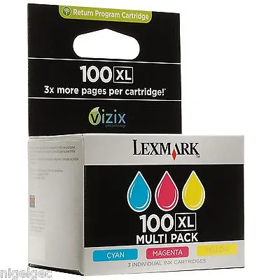 LEXMARK 100XL SET OF 3 INKS ORIGINAL GENUINE CARTS Impact S505 Interpret S605 • £79.77