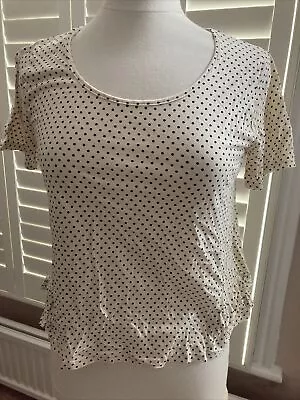 £15 • Buy NEW Topshop Cotton Jersey Cropped Waist T-Shirt Tee UK 10 Polka Dot Crop Top