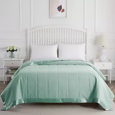 Queen Blanket With Satin Trim Bed Blanket For All Seasons - Winter Summer Comfo • $48.99