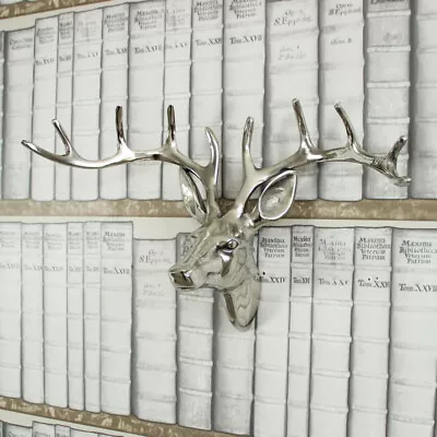 £31.34 • Buy Silver Metal Wall Hanging Mounted Stag Deer Head Animal Display Living Room Gift