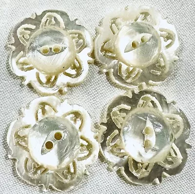 Beautifully Carved Lot Of 4 Mother Of Pearl/Shell Buttons • $9.99