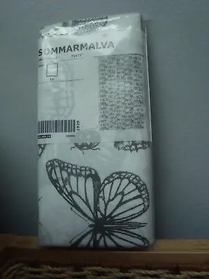 Ikea SOMMARMALVA Shower Curtain White Black Gray Butterfly Print 71 X 71  NEW • £18.89
