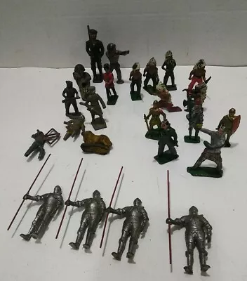 Lot Of 24 Vintage Lead Soliders Knights Native American Warrior Figures • $25