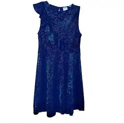 $39 • Buy Zara Girls Size 13/14 Black Rose Gold  Velvet Sparkle Dress