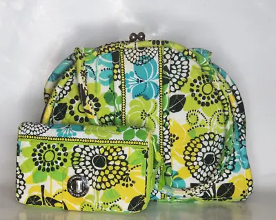 Vera Bradley Limes Up Eloise Bag & Turnlock Wallet 9.5H X 13W X 4D Kisslock • $39.99