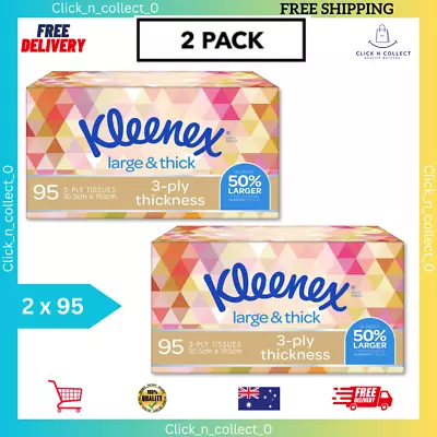 Kleenex Everyday Plus Large And Thick Facial Tissues 2 X 95 Sheets Softness • $10.59