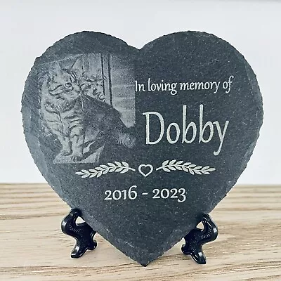 Personalised Slate Memorial Photo Plaque Cat Grave Marker Stone Pet Dog Memory • £9.99