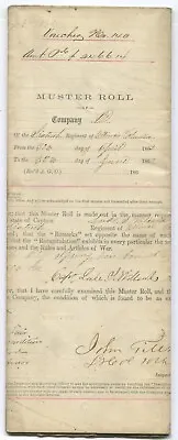 Civil War Muster Roll Company D 60th Regiment Illinois Vol. April-june 1862. • $1999.97