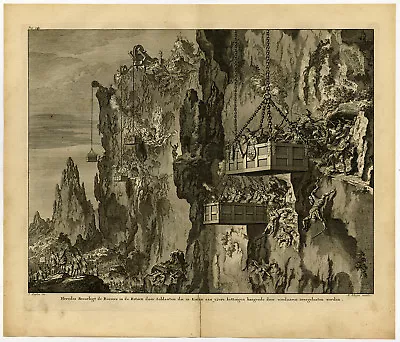 Antique Print-HEROD-BATTLE-ROBBERSIN CAVES-BASKET-WINDLASS-Luyken-1732 • $107.50