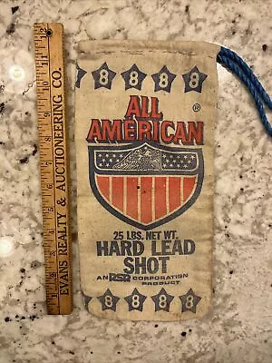 Vintage All American No.8 Hard Lead Shot 25lbs. Canvas Bag (Empty) • $9.99