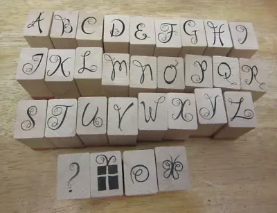 VTG Alphabet Upper Case Set Of 26 Rubber Stamps + 4 More Butterfly ? Gift Unused • $10