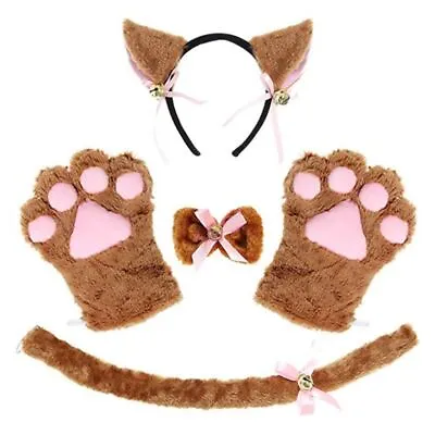 5Pcs Plush Furry For Cat Ears Cosplay Costume Set Night Party Club Dress Up Prop • £11.88