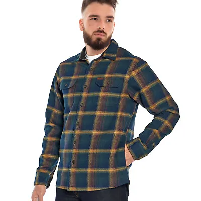 Mens Flannel Lumberjack Shirt Jacket Plaid Check Heavyweight Hand Warmer Pockets • £11.97