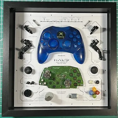 Xbox Blue HALO Controller S Teardown In Shadow Box Wall Art • $250