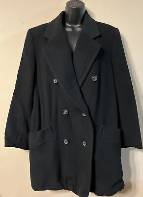 Beautiful Vintage J Percy For Marvin Richards Wool Sailor Peacoat Black Sz 10 • $18