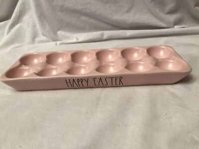 2021 Rae Dunn Pink Egg Crate Tray Holder Happy Easter Holds Dozen Eggs • $56.30