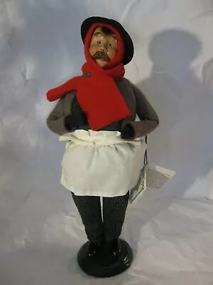 Byers Choice 1999 Chubby Man Moustache W/apron Black Hat Red Scarf Cool Pants • $25