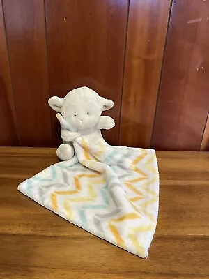 Little Miracles Lamb Lovey White Chevron Plush Security Blanket • $13.95