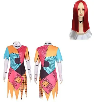 £10.37 • Buy Movie Nightmare Before Christmas Sallys Cosplay Costume With Wig Halloween Dress