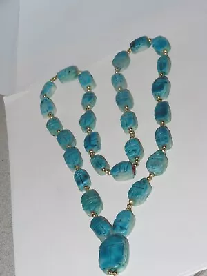 Vintage Scarab Egyptian Necklace Jewelry (A224) • $9.99