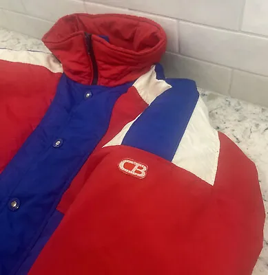 Vintage 1980s CB Sports Red White & Blue Down Ski Jacket Made In USA Men's Large • $65
