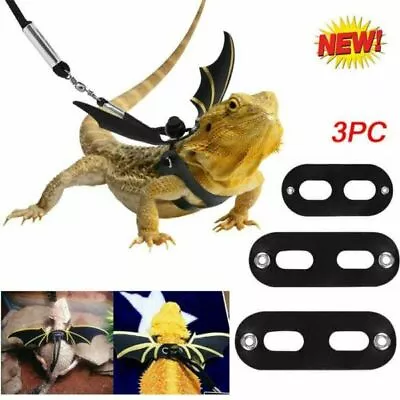 Adjustable Reptile Lizard Leash Bearded Dragon Harness S/M/L Cool Leather Wings • $12.45