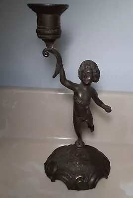 Vintage One Brass Cherub Candlestick Candle Holder • $9.99