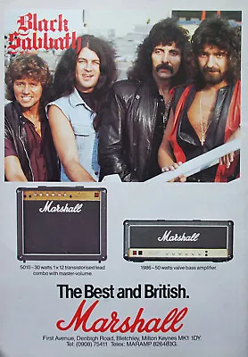 BLACK SABBATH - Marshall Lead/Bass Guitar Amplifiers Vintage Advert Poster 1984 • £5.99