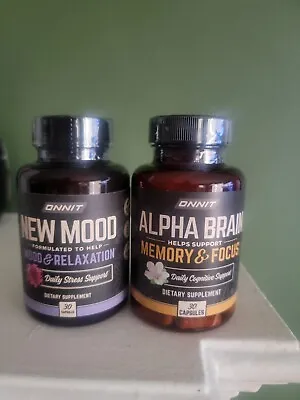 2-pack Onnit Alpha Brain Memory & Focus 30 Caps New Mood & Relaxation 30 Caps • $34.09