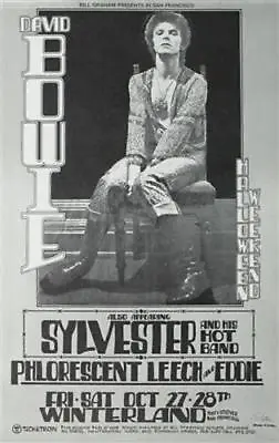 $1250 • Buy DAVID BOWIE BGP WINTERLAND 1972 Vintage Concert Poster RANDY TUTEN Signed NM