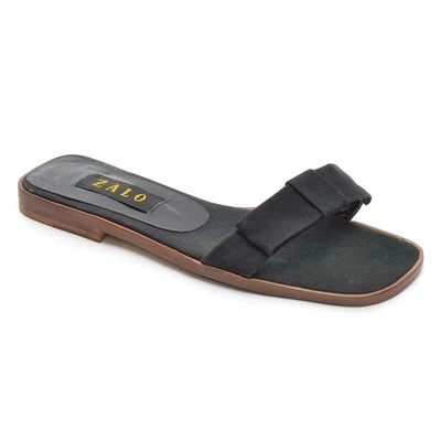 $29.99 • Buy Womens Zalo Bow Slide Sandals 8 M Black Fabric Slip On Flats Shoes Spain