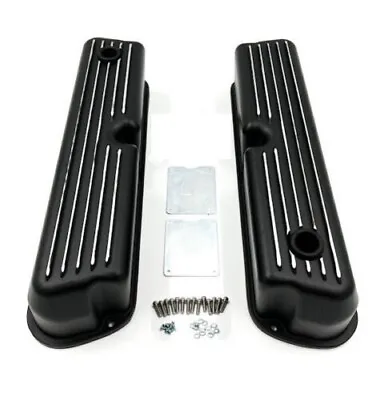 SBF SB Ford Mustang 5.0L 289 302 351W Finned Tall BLACK Aluminum Valve Covers • $95.99