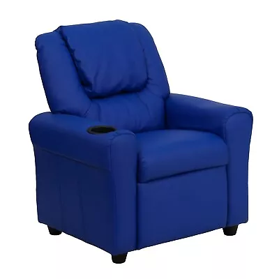 Flash Furniture Contemporary Vinyl Kids Recliner W/Cup Holder And Headrest. Blue • $212.28