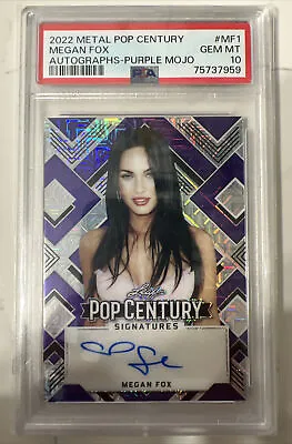 1/5 Pop 1 Megan Fox Celebrity Signed Card Auto Psa 10 Signature Gem Purple Mojo • $1399