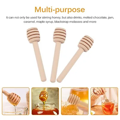 Honey Dipper Spoon Birchwood Server Drizzler Honey Pot Kitchen Utensil Dripper • £2.99