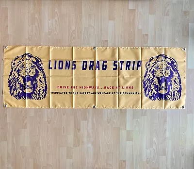 Lions Drag Strip Flag Hot Rod Racing Vintage Style Banner 2x6ft Poster NHRA Sign • $21.99