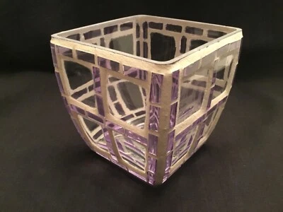 $1.99 • Buy Mosaic On Glass Vase Or Candle Holder - Spring Lavender Color