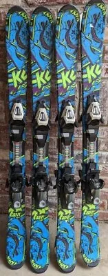 $119.95 • Buy K2 Juvy 119cm 97-72-93 Twin-Tip Rocker Skis Salomon C5 Adjustable Bindings TUNED