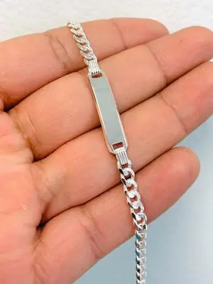 925 Sterling Silver Baby Id Bracelet 6” Free Engraving Cuban Link Childrens Kids • $33.24